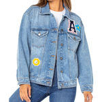 Celebrity Pink  Distressed Denim Jean Patch Jacket Women's Size L NWT Photo 0