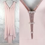 Karl Lagerfeld Pearl Crepe Sleeveless High Low Midi Maxi Gown Dress Pink 0 XS Photo 2