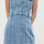 Gap Icon Denim Halter Mini Dress Light Wash 6 Petite Photo 0