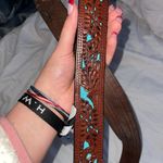 Leather And Turquoise Belt Blue Photo 1
