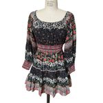 Alice + Olivia Black Clementina Floral Long Sleeve Cotton Mini Dress Size 0 Photo 1