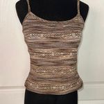 VTG BROWN STRIPE KNIT STRIPE CAMI TANK Size L Photo 0