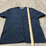 Daniel Rainn Y2K  Navy Blue Ribbed Button Front Cardigan Sweater Women Scalloped Photo 3