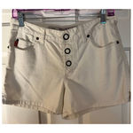 Mudd Jeans Women's White Shorts Three Button Snap Size 5 Waist Sides are Cut Photo 0