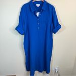 J. Jill Cotton Gauze One Pocket Shirt Dress Royal Blue Midi Medium Petite NWT Size undefined Photo 1