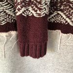 Free People  Snow Angel Burgundy & Cream Tribal Fair Isle Knit Thermal Sweater S Photo 6