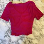 All in Favor NWOT Hot Pink Ruched Top size Large Photo 2