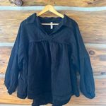 Zenana Black Peplum Collared Blouse Photo 1