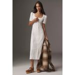 Reformation  Alida Organic Cotton Button-Up Midi Dress in White Size US 4 Photo 12