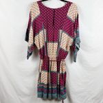 American Eagle Outfitters XS Boho Floral Kimono Sleeve Dress Burgundy Tie Waste Photo 4