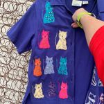 Vintage Art Deco cats teacher shirt dress and jacket set Cotton SMALL Blue Photo 6