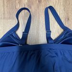 Lands End Womens Solid Navy Blue Tankini Swim Top Drape Banded 18DD Molded Cups Size 18 Photo 3