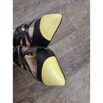 Pour La Victoire  Pale Yellow Black Pointy Pumps Strappy Heels 7.5 Shoes Photo 8