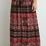 Forever 21 Floral Print Black/Purple Elastic Waist Maxi Skirt(Size Small) Photo 0