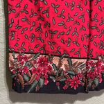 Vintage Sun River Christmas Holly Poinsettia Print Wrap Skirt Size L Photo 2