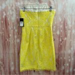 Guess  Yellow Lace Strapless Mini Dress Photo 6