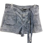 American Eagle  Outfitters High Rise Tie Belted Striped Jean Shorts Plus Size 14 Photo 6