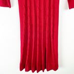Nine West Red 3/4 Sleeves V-Neck Cable Knit Pleated Sweater Dress Size Large Photo 7