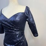 Rene Ruiz Collection Blue sequined ruched Knee Length Event Formal Dress 6 Photo 3