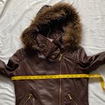 Moda International Brown Leather Jacket with Fur Trim Photo 15