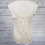 Kirra Cream & Gold Metallic Mesh Tank Top Small Photo 90