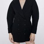ZARA Women's Black Double Breasted Notch Collar Tuxedo Blazer Jacket Dress Sz S Photo 0