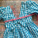 Lilly Pulitzer Sarafina Turquoise Oasis Crinkle Gingham Short Puff Sleeves Top 4 Photo 7