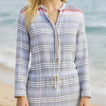 XIRENA Blue Striped Gauzy‎ Long Sleeve Swim Cover Up Tunic Size Small Photo 0