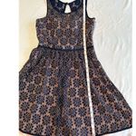 Minuet Deep Blue Pink Midi Bow Detail Lace Embroidered Dress Size Small Wedding Photo 9