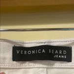 Veronica Beard Womens  Carly 11” Kick Flare Jeans White with Black Racing Stripes Photo 4