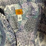Ruby Rd  Plus Shirt Women Size 1X Purple Mint Patchwork Print Tunic Roll Tab Boho Photo 2