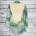 Alberto Makali  Size L Green Ombré Boho Crochet Open Weave Sweater Cardigan Photo 1