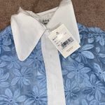 NWT Sister Jane Placid Blue Sky Lily Embroidered Floral Lace Blouse White Collar Size XS Photo 8