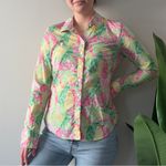 Lilly Pulitzer  Collared Button-Down Shirt Long Sleeve Multicolor Preppy Pattern Photo 0