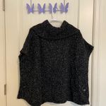 Jones New York EUC  Sport women’s black speckled thick knit button poncho sweater Photo 6