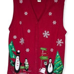 Bechamel Christmas Sweater Vest‎ Penguins Red Size L Photo 0