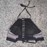 Athleta  gray striped cutout high neck swim top Photo 7