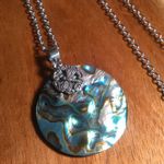 Abalone Shell Sterling Silver Dragonfly Pendant Stainless Steel Necklace Photo 4