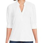 Habitual cotton puff sleeve white button front top large Photo 0