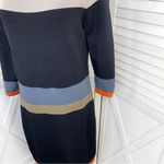 Nine West  Colorblock Stripe Ponte Knit Sheath Dress Black Gray Medium Sweater Photo 9