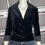 Tadashi Shoji  Women's Velvet Jewel Cuff Wrap Top Full Zip Back Photo 0