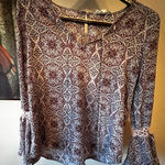 Hippie Rose  Sz MediumBlouse MaroonPink Paisley Bell Sleeve Crochet Boho Festival Photo 0