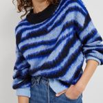 Anthropologie Salma Striped Whisper Soft Eyelash Sweater Blue Motif Photo 0