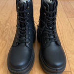 Lace Up Ankle Combat Boots Womens Size 6 Lug Platform Chunky Heel New Black Photo 0