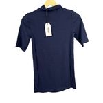Universal Standard Short Sleeve Mock Neck Stretchy Knit Blue Size 4XS 00-0 New Photo 2