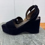 DKNY Black Velvet Platform Wedge Heels Ankle Strap Buckle Size 9 Bratz Y2K Photo 3