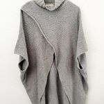 Elan  | Mock Neck Oversized Sweater Poncho Knit Gray Turtleneck Cotton Blend | OS Photo 0