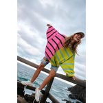 Free People NEW  Uptown Stripe Pullover Sweatshirt Pink Green Combo MD Oversized Photo 12