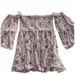 Free People  Shirt Womens XS‎ Pink Lana Off Shoulder Floral Bell Sleeve Boho Photo 1