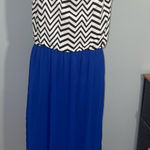 Enfocus Studio  Monochrome Zigzag maxi Dress with vibrant blue bottom woman’s 10 Photo 0
